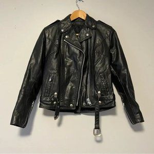 Vintage Bristol Golden crown premium leather jacket Moto style with belt size 8